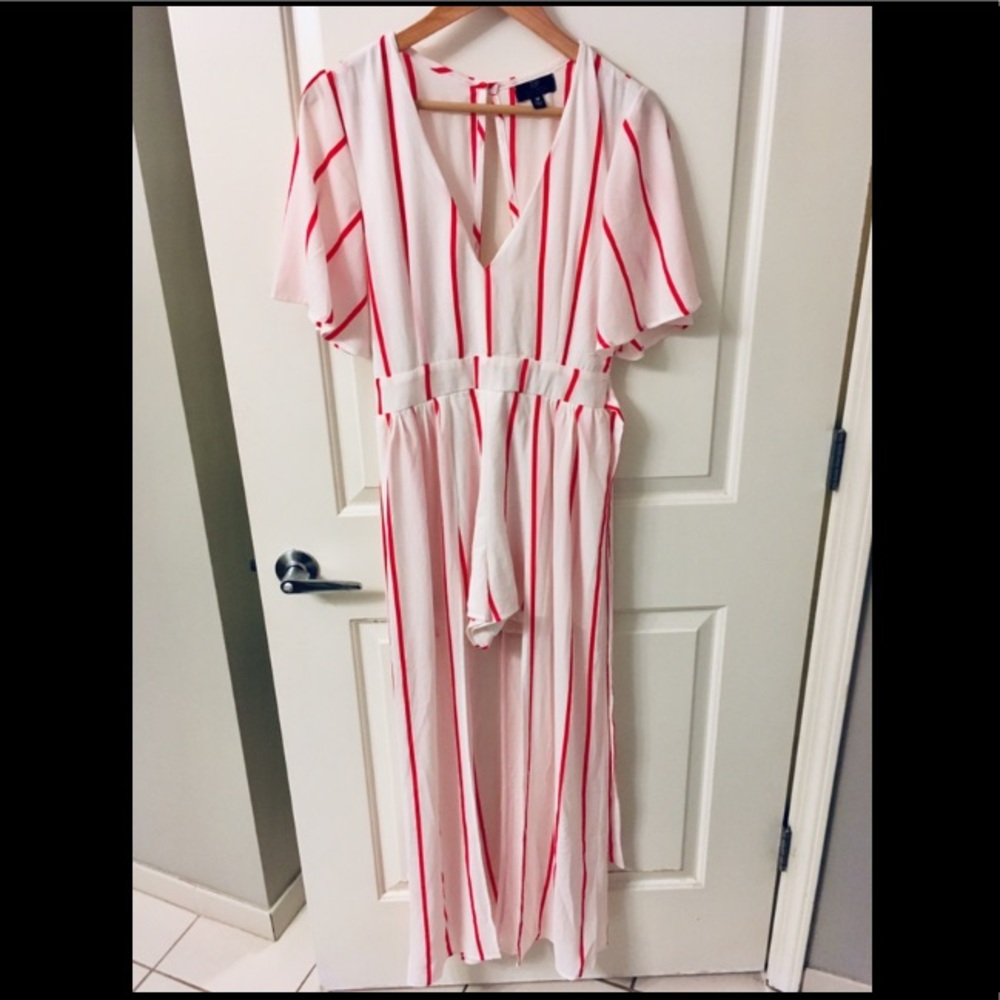Red & white maxi romper